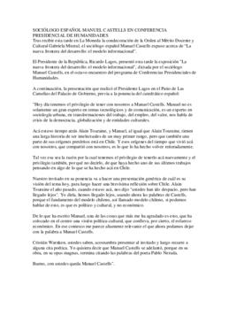 Conferencias Presidenciales de Humanidades - Manuel Castells