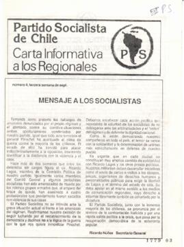 Carta Informativa a los regionales. Boletín