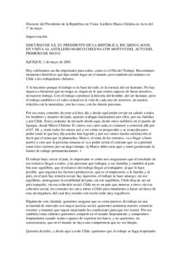Discurso del Presidente de la República en Visita Astillero Marco Chilena en Acto del 1º de mayo