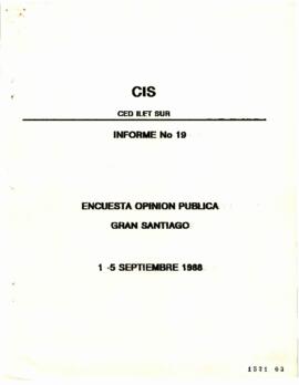 Encuesta opinión pública Gran Santiago, septiembre 1988
