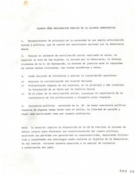 Minuta para Declaración Pública de la Alianza Democrática