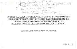 Notas para Intervención del Presidente de la República en Ratificación del Acuerdo para La conser...