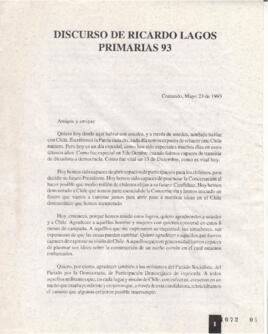 Discurso de Ricardo Lagos relativo a Primarias 1993