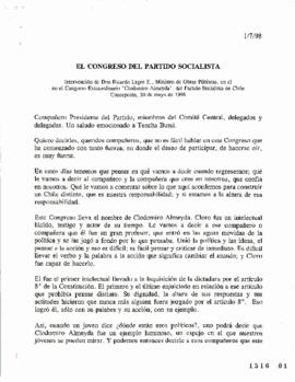 El congreso del Partido Socialista. Discurso