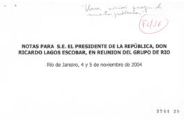 Notas para Discurso en Reunión del Grupo de Río