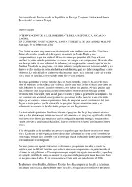 Intervención del Presidente de la República en Entrega Conjunto Habitacional Santa Teresita de Lo...