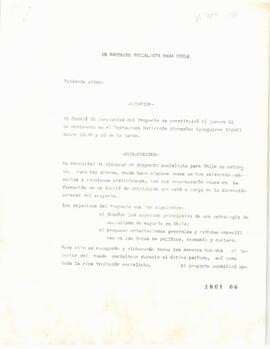 Un proyecto socialista para Chile. Citación para reunión del Comité de Iniciativa del Prosoc