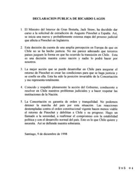 Declaración Pública de Ricardo Lagos