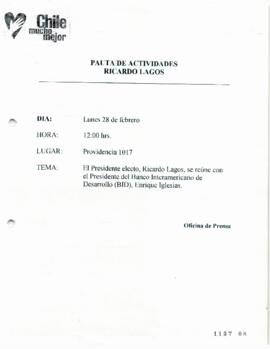 Pauta de Actividades de Ricardo Lagos