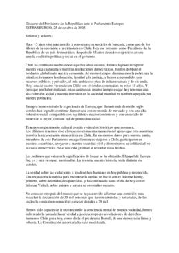 Discurso del Presidente de la República ante el Parlamento Europeo