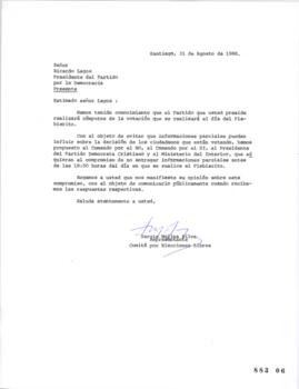 Carta relativa a Información de Cómputos de Votación Durante Plebiscito