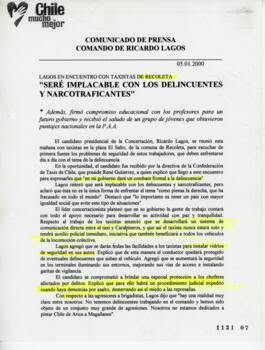 Seré implacable con los delincuentes y narcotraficantes. Lagos en encuentro con taxistas de Recol...