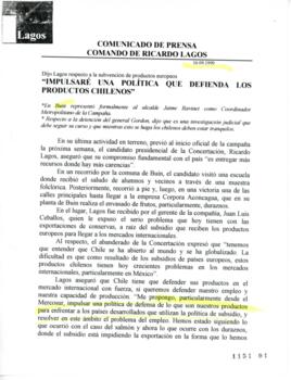 Impulsaré una política que defienda los productos chilenos. Dijo Lagos respecto a la subvención d...
