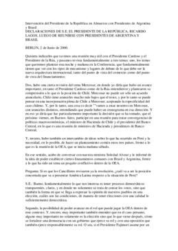 Intervención del Presidente de la República en Almuerzo con Presidentes de Argentina y Brasil
