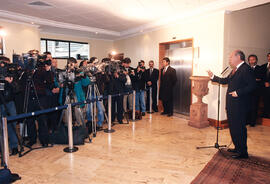 Conferencia de prensa a la llegada de Nueva York