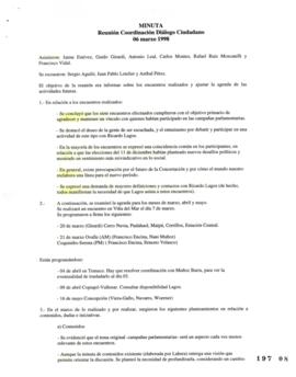 Reunión Coordinación Diálogo Ciudadano. Minuta