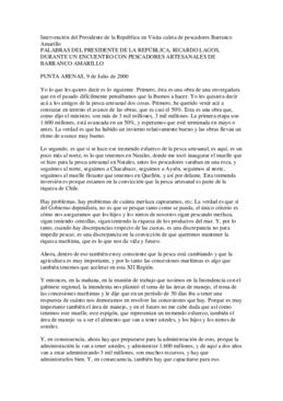 Intervención del Presidente de la República en Visita caleta de pescadores Barranco Amarillo