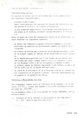 Minuta relativa a Plan de Afiliación Partido Por la Democracia