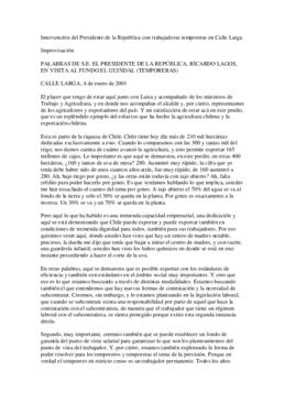 Intervención del Presidente de la República con trabajadoras temporeras en Calle Larga
