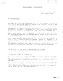 Trabajadores y plebiscito. Documento de Trabajo