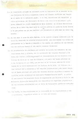 Declaración de Alianza Democrática relativa a Conflicto Limítrofe con Argentina