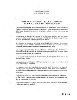 Percepción Pública de la Calidad de la Educación y del Profesorado. Versión Preliminar