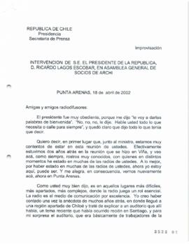 Intervención de S.E. el Presidente de la República, D. Ricardo Lagos Escobar, en Asamblea General...