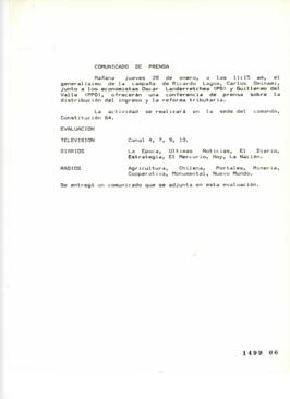 Comunicado de Prensa relativo a Conferencia de Prensa de Carlos Ominami Respecto a Distribución d...