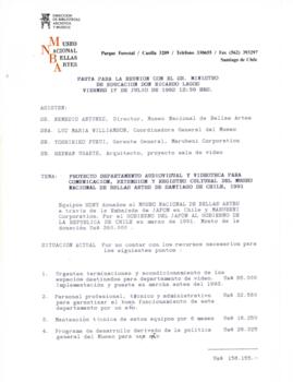 Minuta relativa a Reunión entre los Representantes del Museo Nacional de Bellas Artes, Marubeni C...