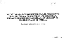 Notas para Intervención del Presidente de la República en Celebración de Entrada en Vigencia de T...