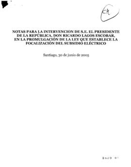 Notas para la intervención del Presidente de la República, en la promulgación de la ley que estab...