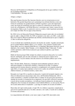 Discurso del Presidente de la República en Promulgación de ley que establece 12 años de escolarid...