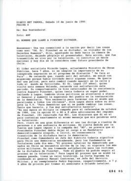 El Hombre que llamó a Pinochet dictador. Artículo de Prensa de Diario Holandés relativo a Declara...