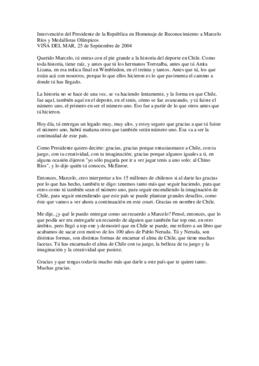 Intervención del Presidente de la República en Homenaje de Reconocimiento a Marcelo Ríos y Medall...