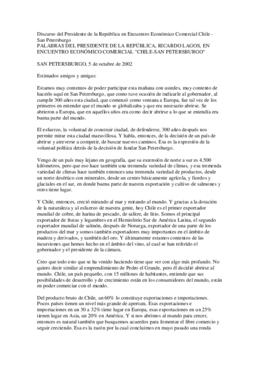Palabras del Presidente de la República, Ricardo Lagos, en Encuentro Económico Comercial Chile - ...