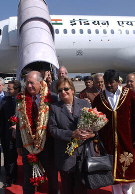 LLegada del Presidente Ricardo Lagos y Sra. Luisa Durán a Bangalore