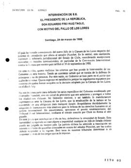 Declaraciones del Presidente de la República Eduardo Frei Sobre Fallo de Extradición de Augusto P...