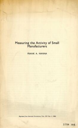 Measuring the activity of small manufacturers por Hanna Frank