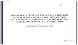 Notas para intervención del Presidente de la República en Lanzamiento de Oficina de Transferencia...