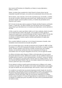 Intervención del Presidente de la República en Saludo al cuerpo diplomático