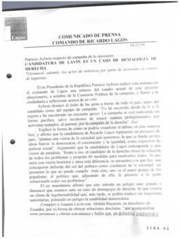 Candidatura de Lavín es un caso de demagogia de derecha. Patricio Aylwin respecto de campaña de l...