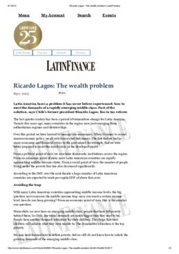 Ricardo Lagos. The wealth problem. Artículo