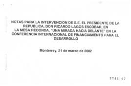 Notas para Discurso del Presidente de la República en Conferencia Internacional de Financiamiento...