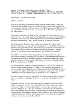 Mensaje al país de S.E. el Presidente de la República, Ricardo Lagos, sobre Tratado de Libre Come...