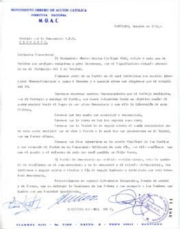 Carta de Saludos del Movimiento Obrero de Acción Católica a Ricardo Lagos relativa a Triunfo Opos...