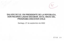 Saludo del Presidente de la República en Inicio del Programa Discover Chile