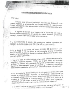 Cuestionario relativo a Comercio Exterior