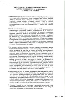 Propuestas del Mundo de la Discapacidad al Candidato a Presidente de la República Ricardo Lagos E...