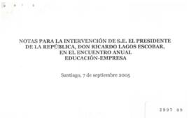 Notas para Intervención del Presidente de la República en Encuentro Anual Educación- Empresa