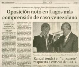 Oposición notó en Lagos más comprensión de caso venezolano. Nota de prensa